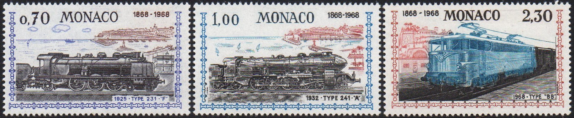 Monaco Timbres-Poste Centenaire du Chemin de Fer